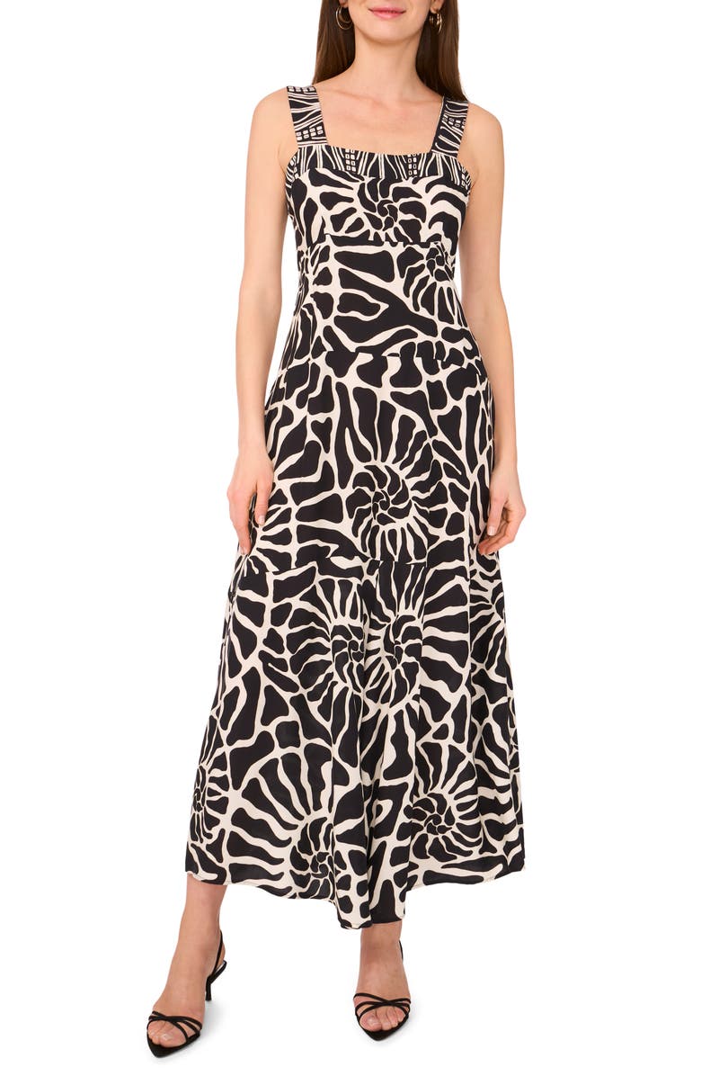Vince Camuto Abstract Floral Maxi Dress, Main, color, Rich Black