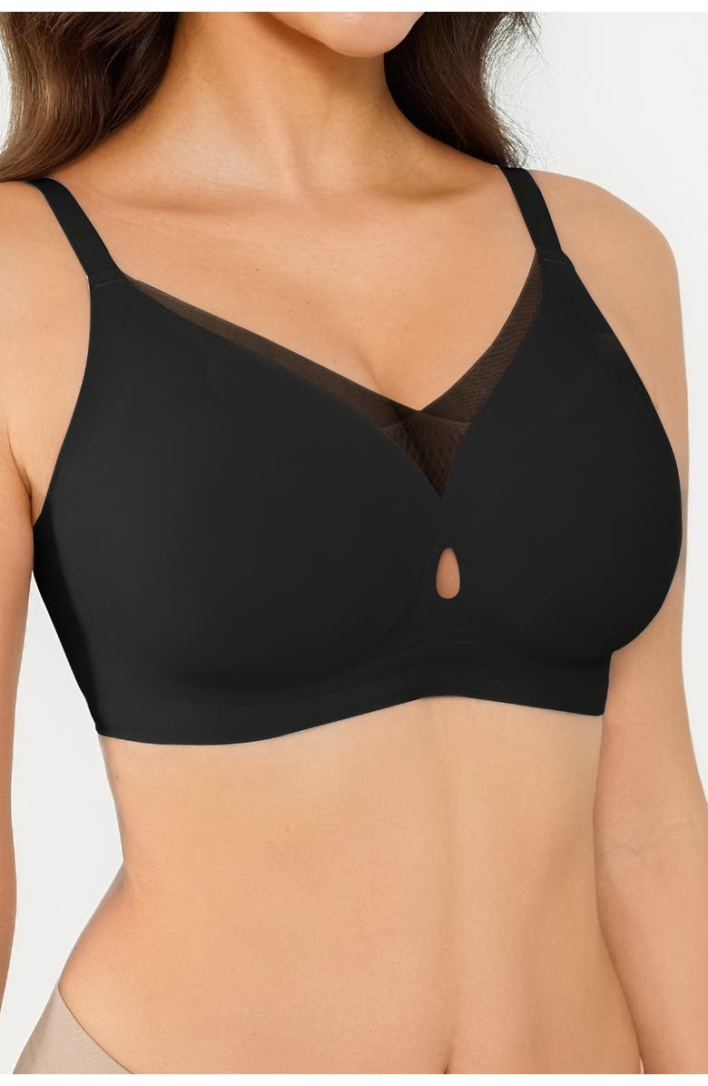 Popilush Seamless Wireless Jelly Leopard Contour Minimizer Support Bra, Alternate, color, Black