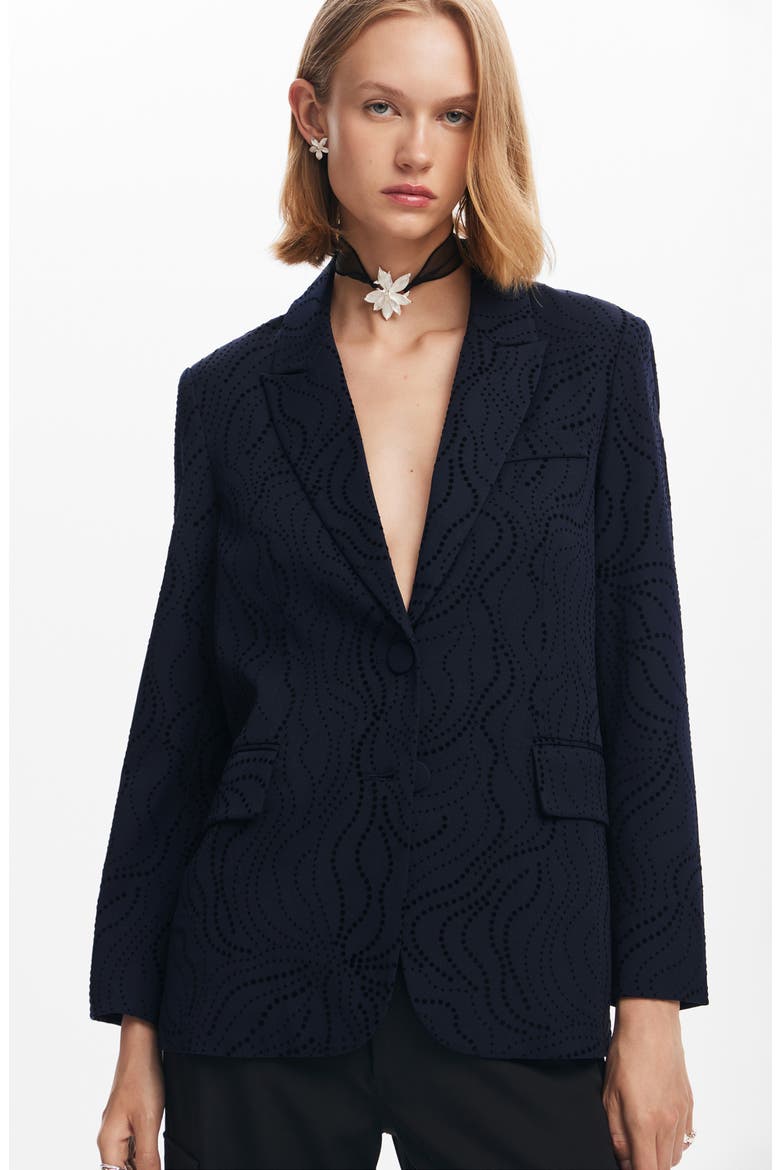 Hamburgo Floral Eyelet Blazer, Alternate, color, BLUE