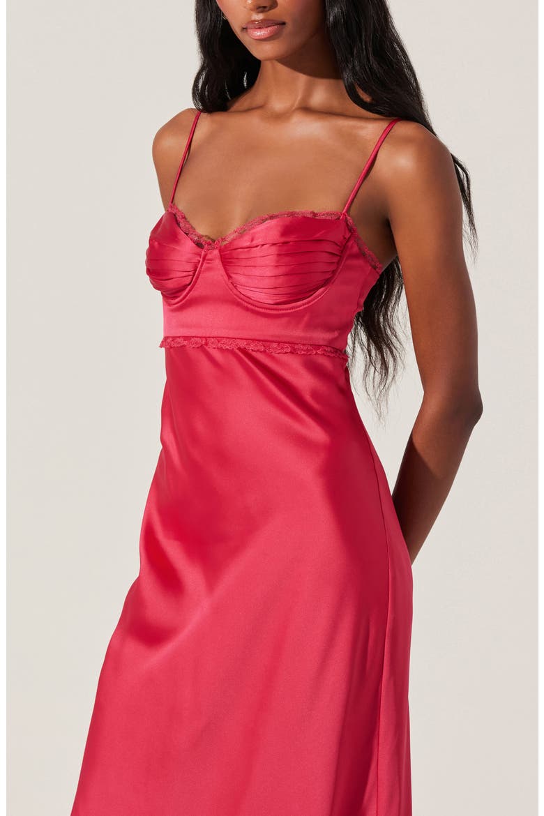 Florianne Lace Trim Satin Slipdress, Alternate, color, BERRY