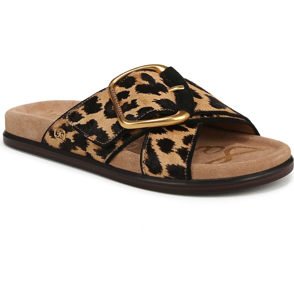Sam Edelman Darla Buckle Slide Sandal Cyprus Tan Multi Brahma In Cyprus Tan Multi Calf Hair