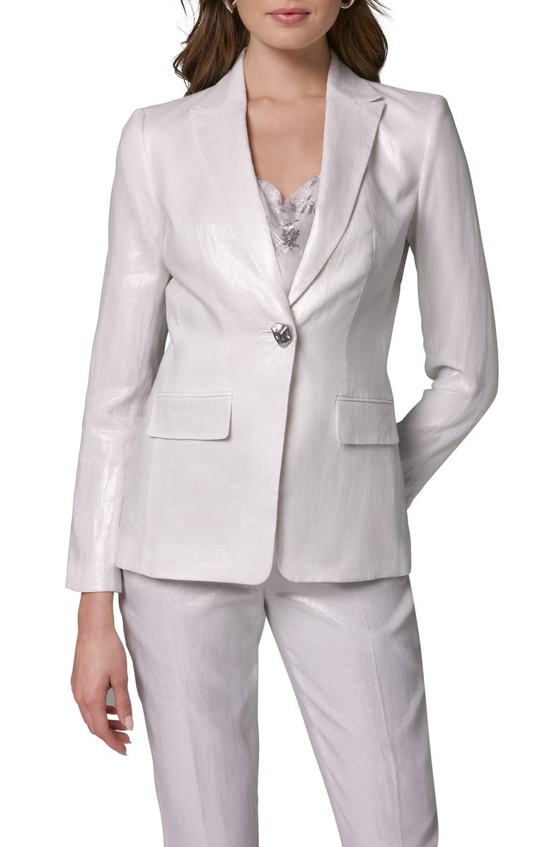 Donna Karan New York One-Button Linen Blazer, Main, color, 