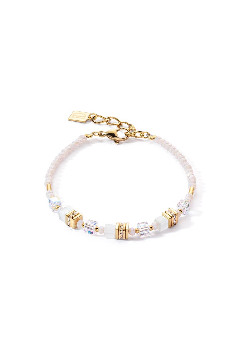 Mini Cubes Gold Bracelet, Main, color, White