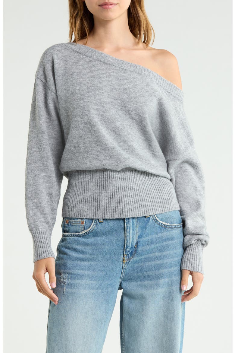 Maisie Off the Shoulder Sweater, Main, color, GREY