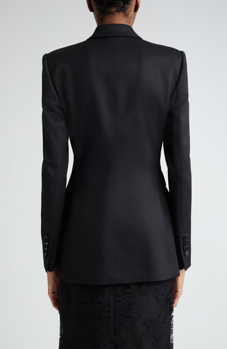 Dolce&Gabbana Double Breasted Wool Blend Tuxedo Jacket, Alternate, color, Nero