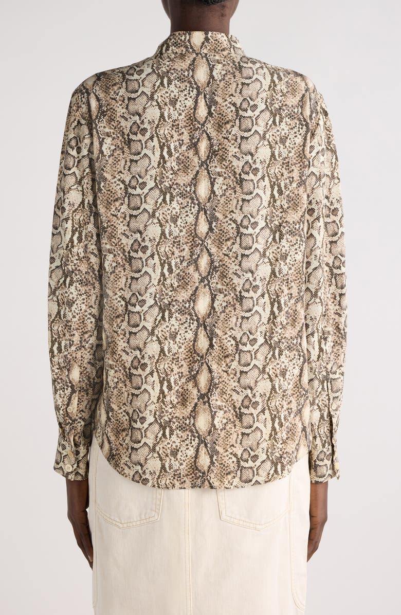Isabel Marant Ilda Snakeskin Print Stretch Silk Button-Up Shirt Shirt, Alternate, color, 