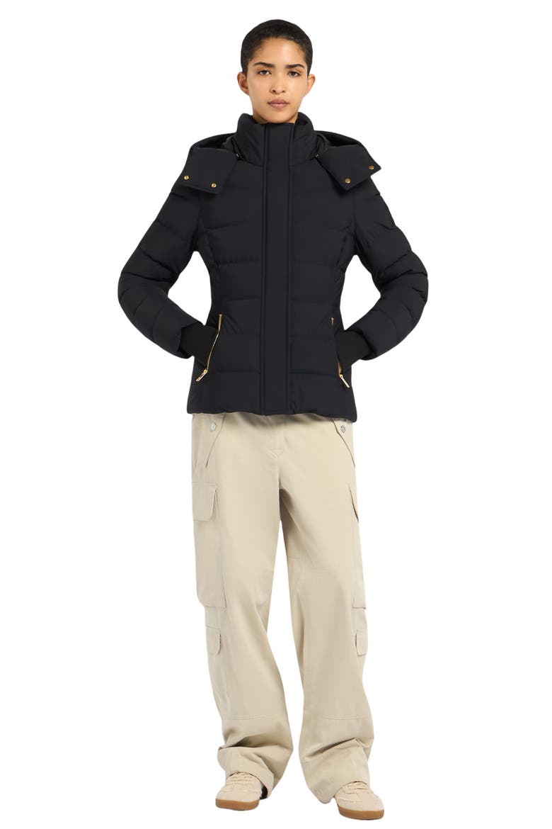 Betta Shearling Trim 800 Fill Power Down Water Repellent Jacket, Alternate, color, BLACK W BLACK S