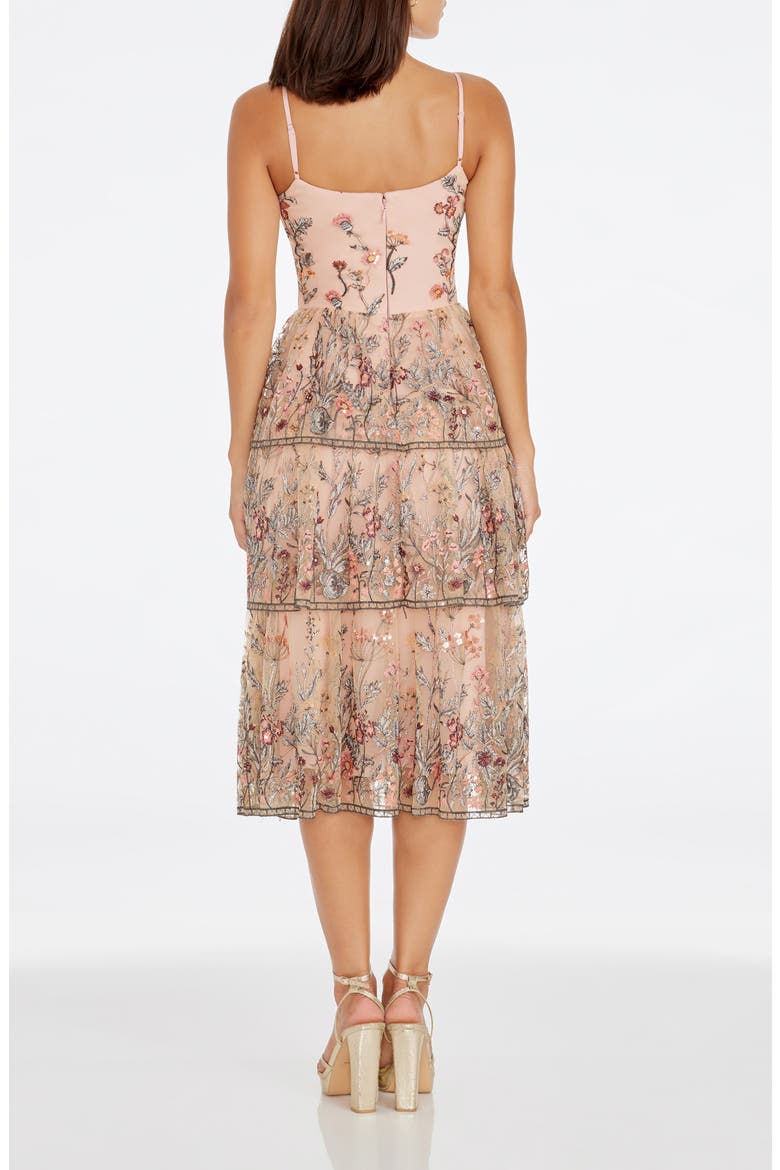 Loretta Floral Embroidery Midi Cocktail Dress, Alternate, color, BLUSH MULTI