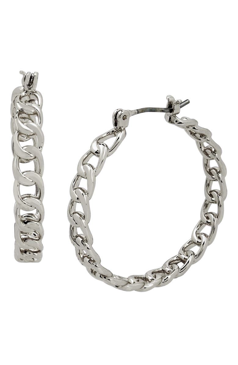 AllSaints Frozen Chain Hoop Earrings, Main, color, 