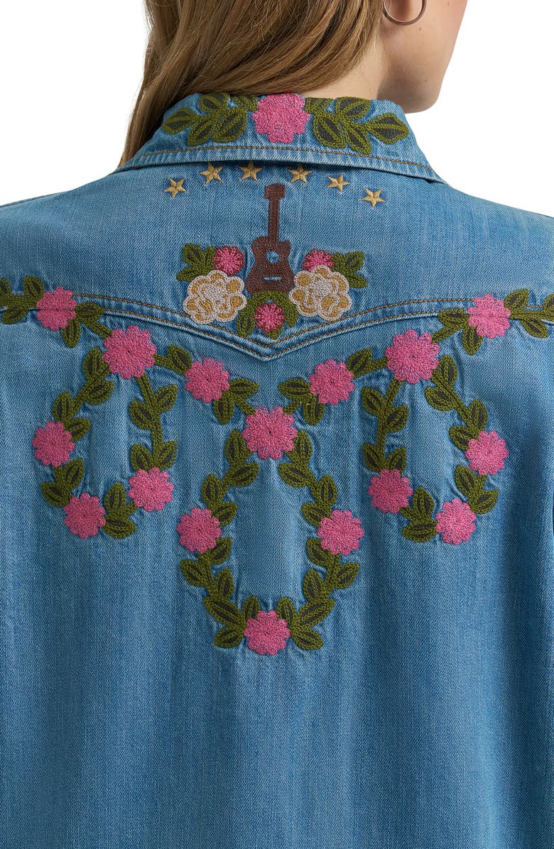 Wrangler x Lainey Wilson Embroidered Denim Shirt, Alternate, color, Denim
