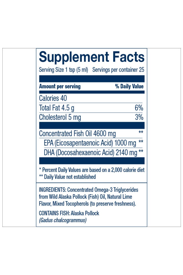 Fish Oil DHA Liquid Supplement with Omega-3s - Citrus Flavored Liquid Supplement - 25 Servings, Alternate, color, None