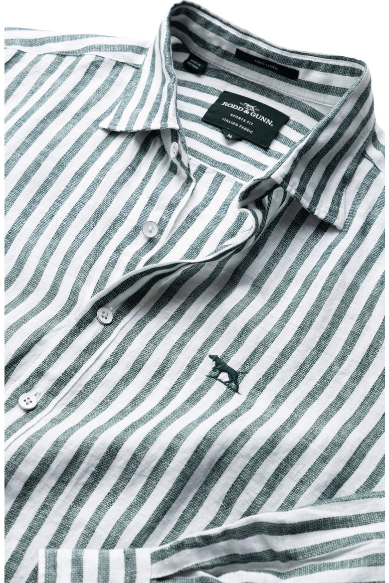 Seadown Original Fit Stripe Linen Button-Up Shirt, Alternate, color, FOREST