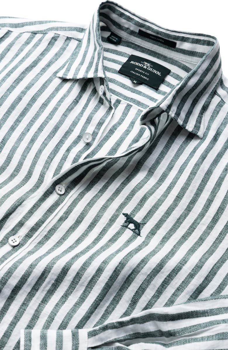 Rodd & Gunn Seadown Original Fit Stripe Linen Button-Up Shirt, Alternate, color, Forest