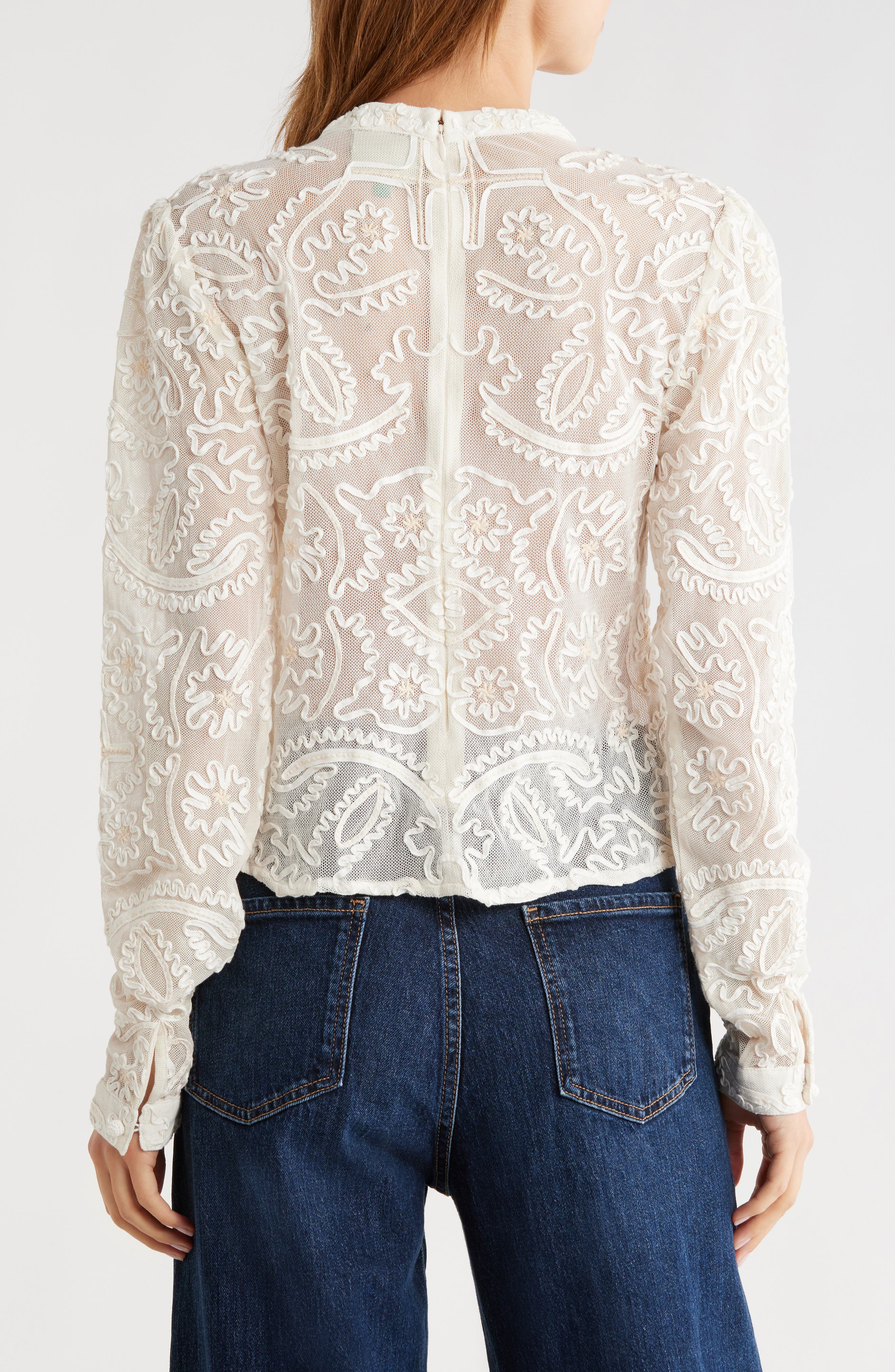 Embroidered Lace Sweater - image 2