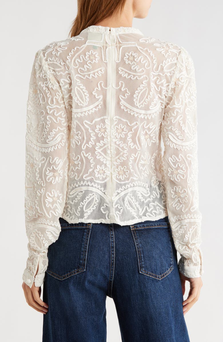 FARM Rio Embroidered Lace Sweater, Alternate, color, Off-White