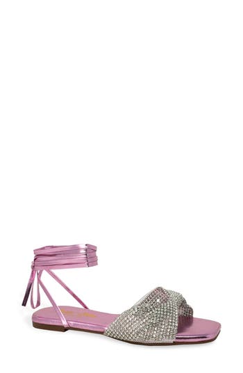 Chase & Chloe Chase And Chloe Eve Rhinestone Ankle Wrap Sandal
