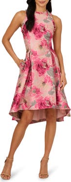 Adrianna Papell Floral Jacquard High-Low Dress