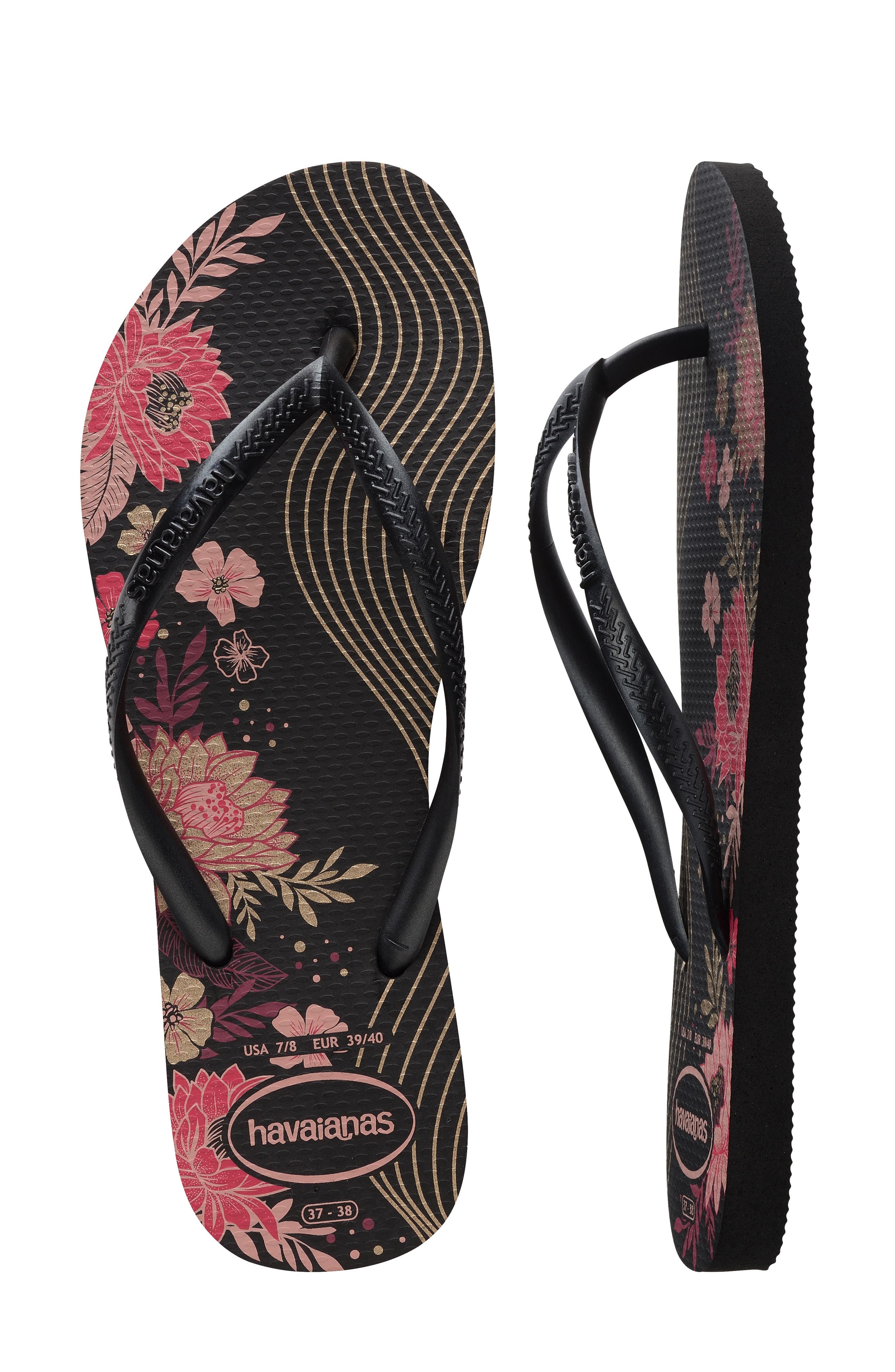 Havaianas Slim Flip Flop, Alternate, color, Black/ Black/ Black