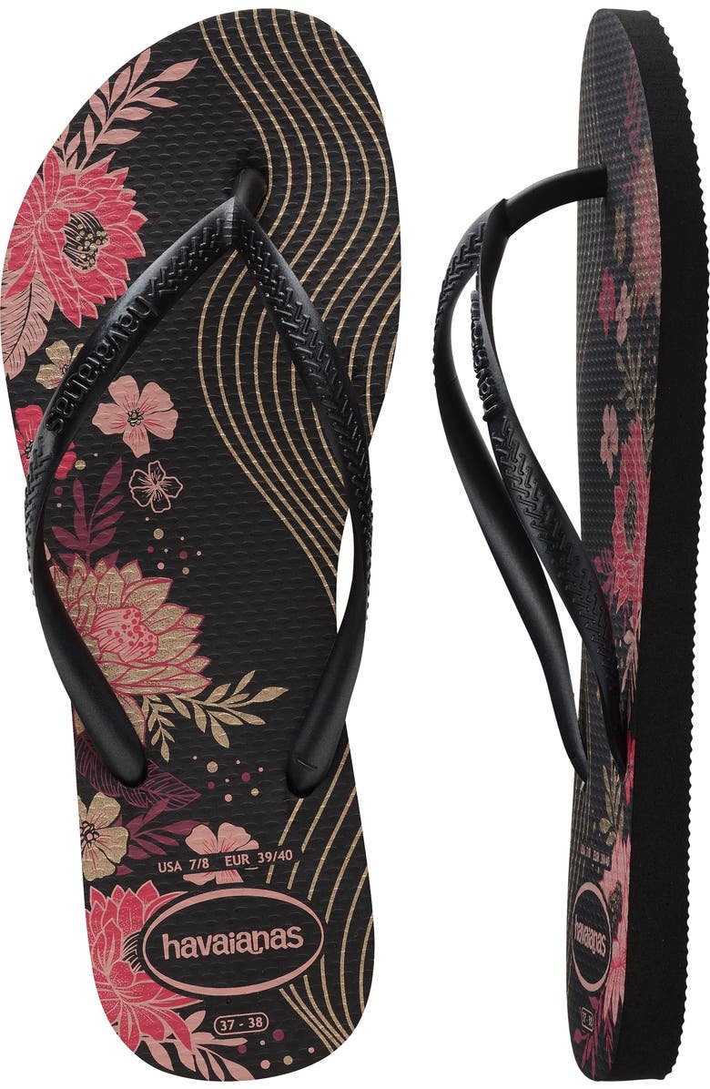 Havaianas Slim Flip Flop, Alternate, color, Black/ Black/ Black