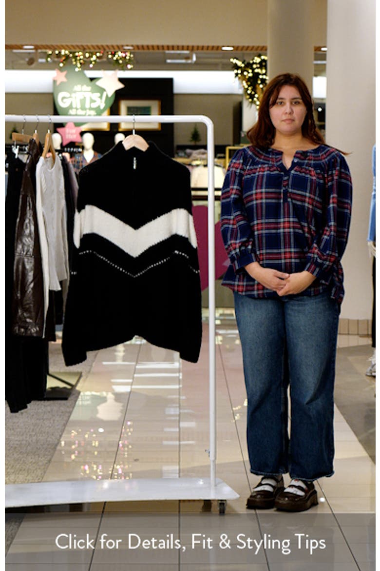 Arden Chevron Stripe Quarter Zip Sweater video