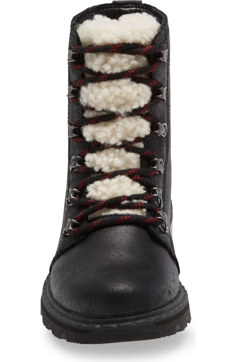 SOREL Lennox Genuine Shearling Trim Waterproof Lace-Up Boot, Alternate, color,