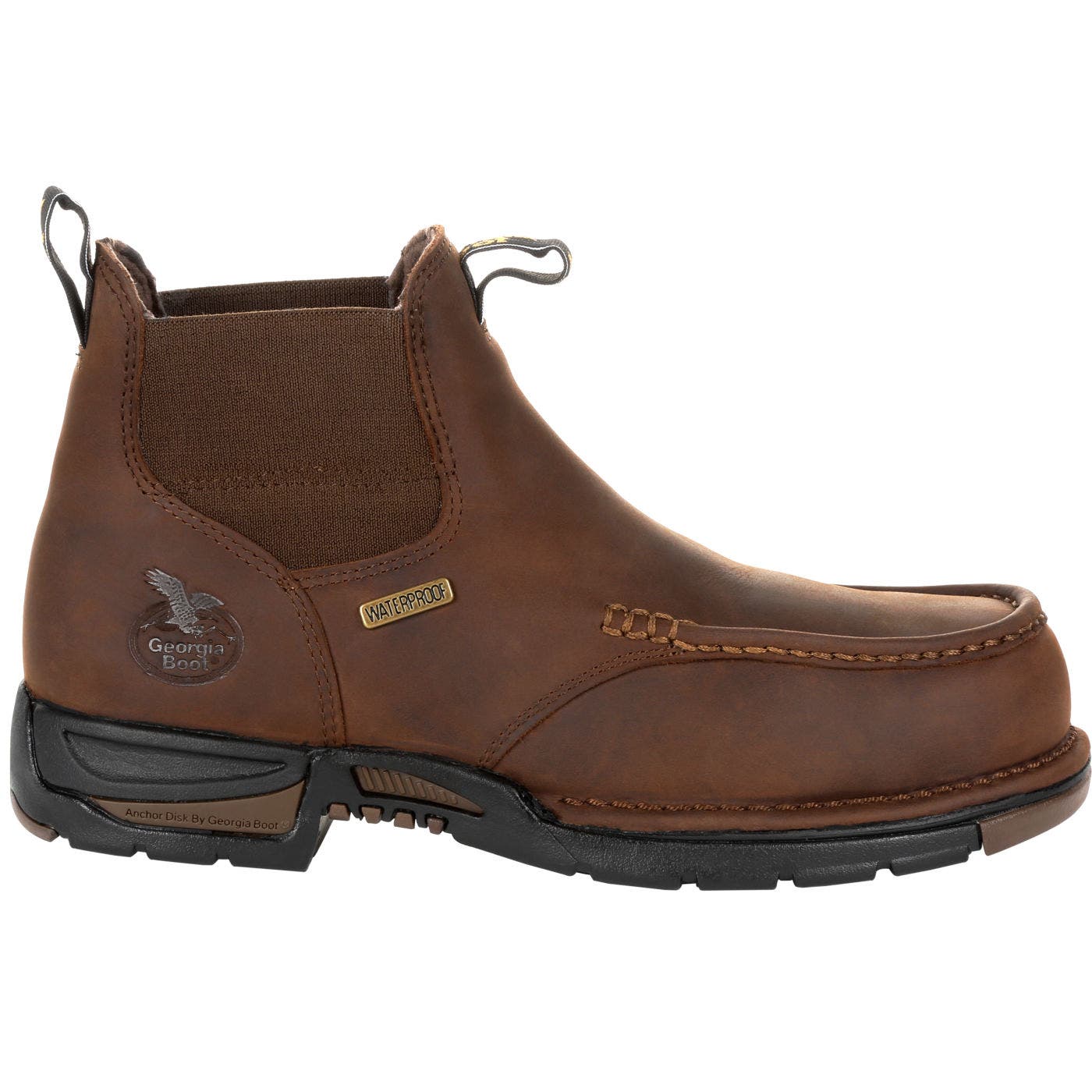 Georgia Boot Chelsea Waterproof Work Boot, Main, color, Dark Brown