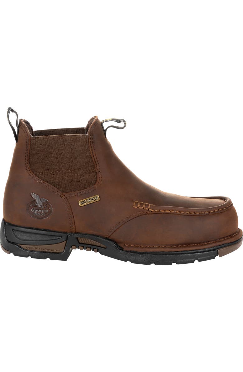 Georgia Boot Chelsea Waterproof Work Boot, Main, color, Dark Brown