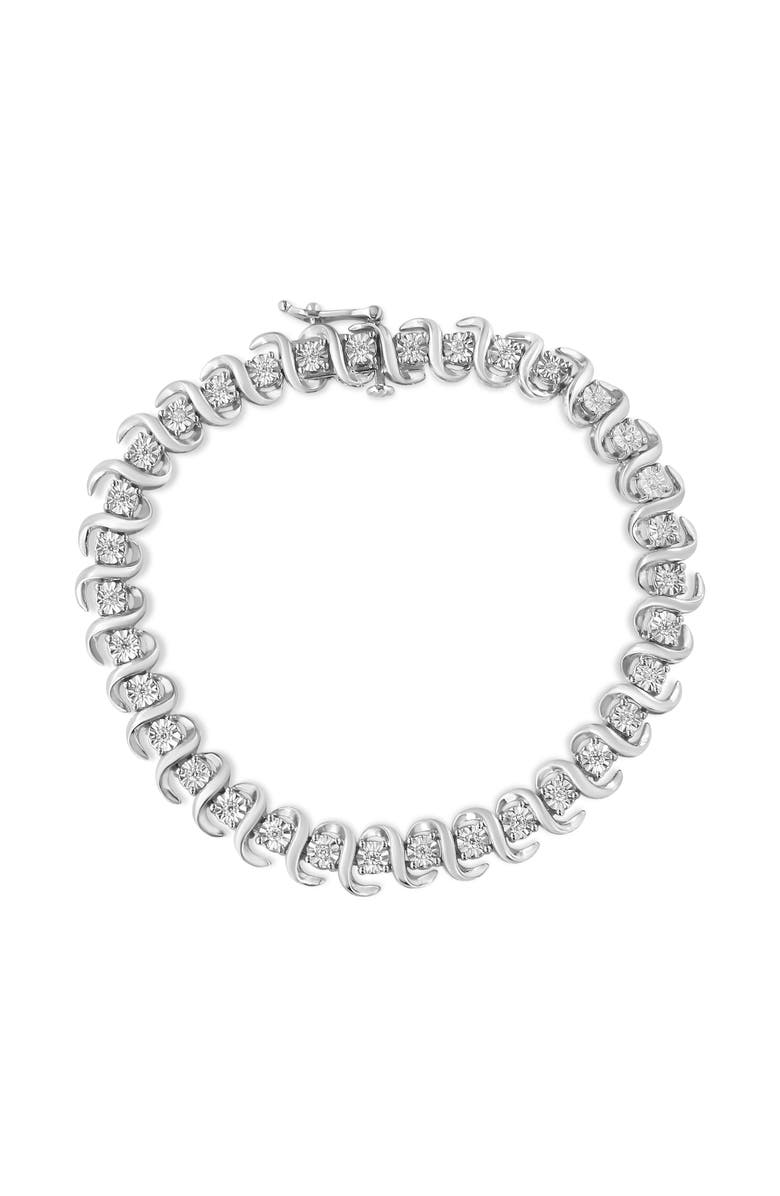 Haus of Brilliance Silver 1/3 Cttw Miracle-Set Diamond "S" Link Tennis Bracelet, Main, color, White