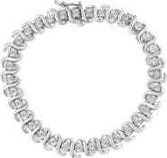 Haus of Brilliance Silver 1/3 Cttw Miracle-Set Diamond "S" Link Tennis Bracelet