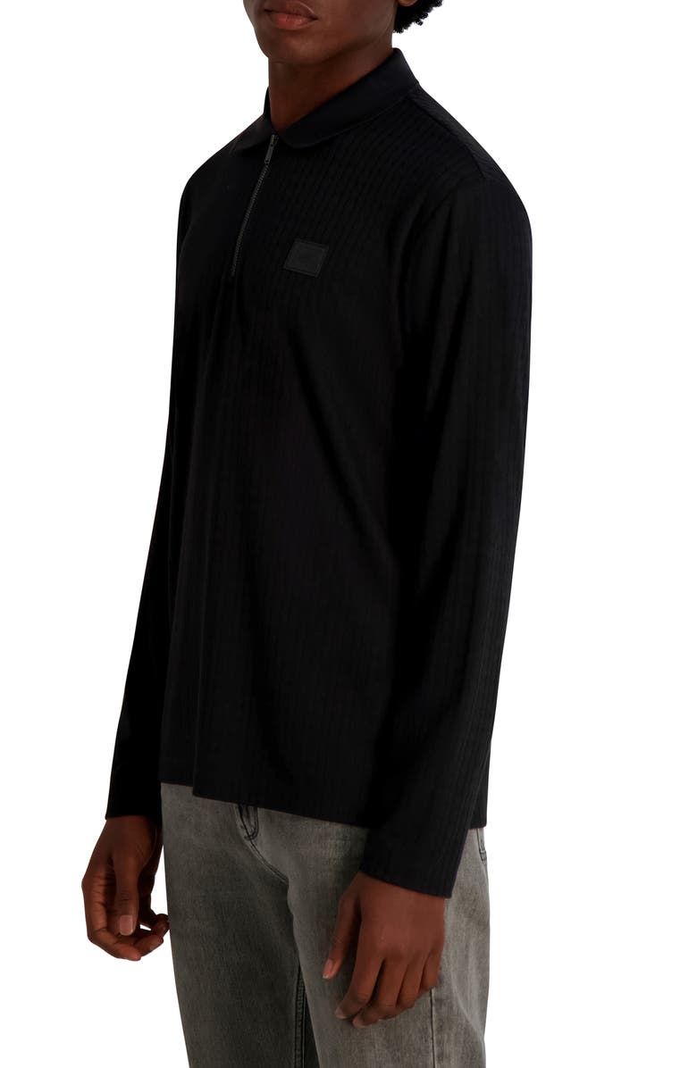 KARL LAGERFELD PARIS Quarter Zip Knit Polo, Alternate, color, Black