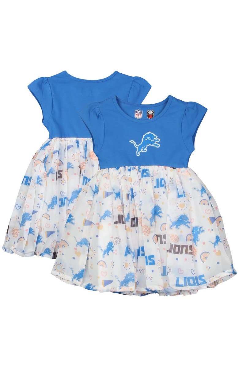 Wes & Willy Girls Toddler Wes & Willy Blue Detroit Lions Princess Dress, Main, color, 