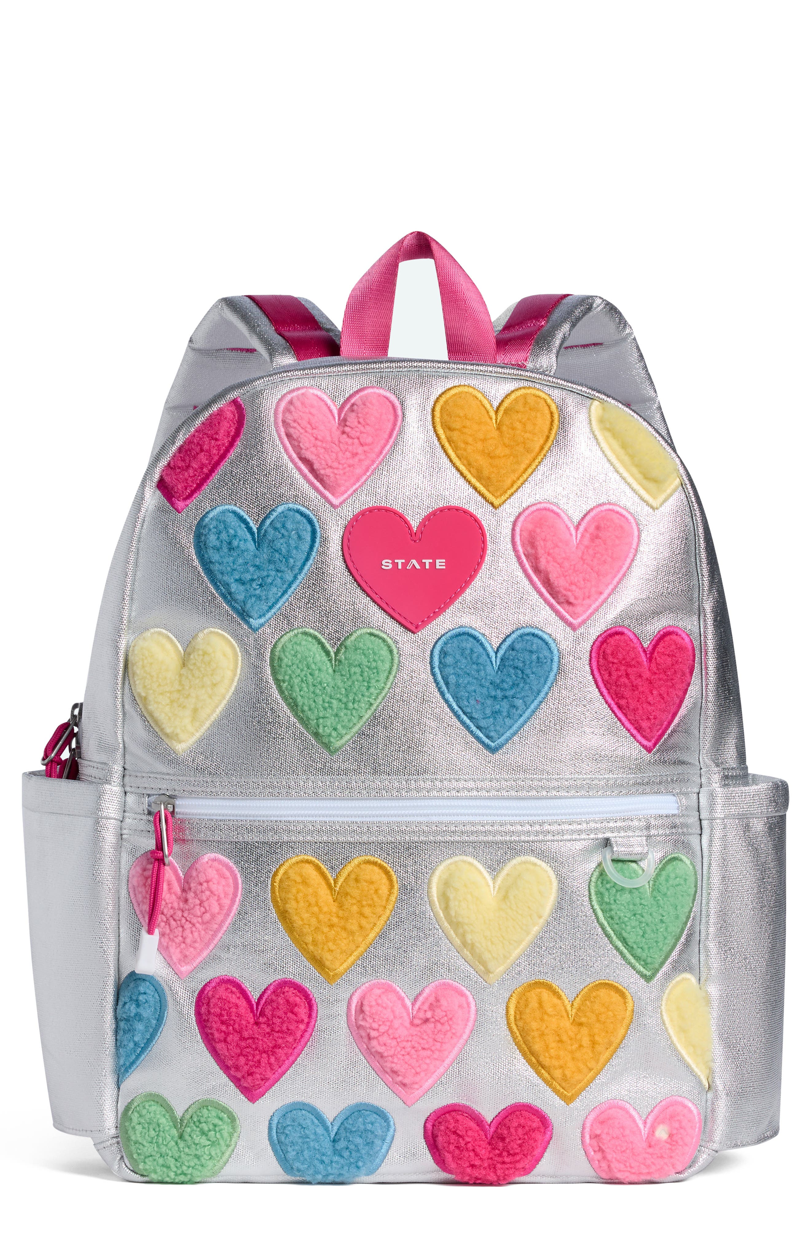 Kids' Kane Fuzzy Hearts Backpack, Main, color, HAPPY FUZZY HEARTS