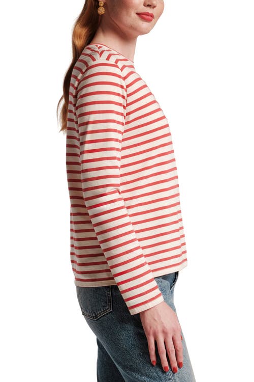 Frances Valentine Long Sleeve Striped T Shirt Stripe In Red