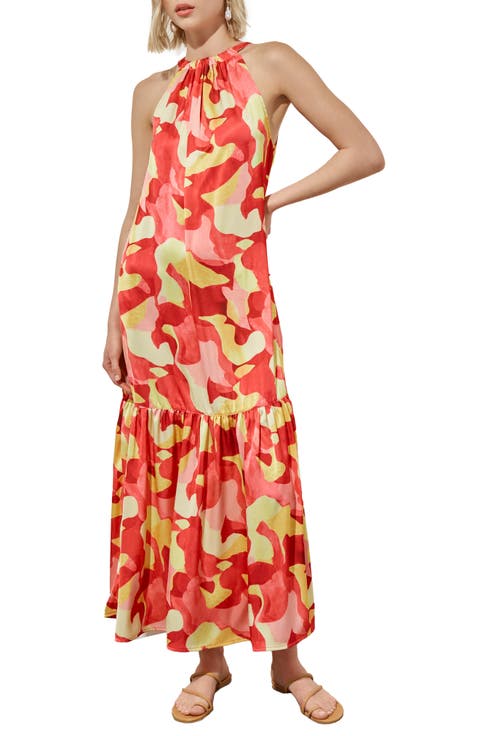 Floral Sleeveless Ruffle Hem Maxi Dress