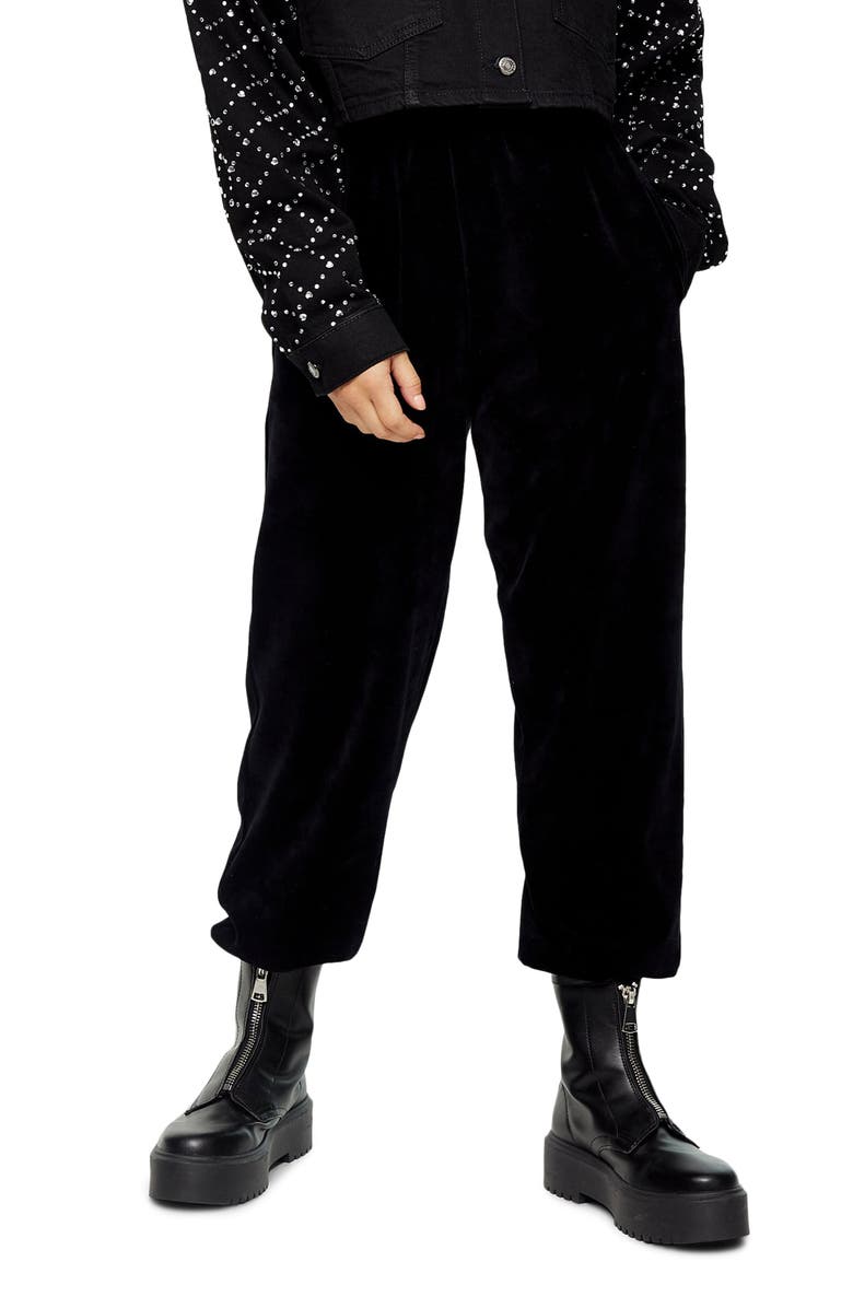 Topshop Velour Oversize Joggers, Main, color, 
