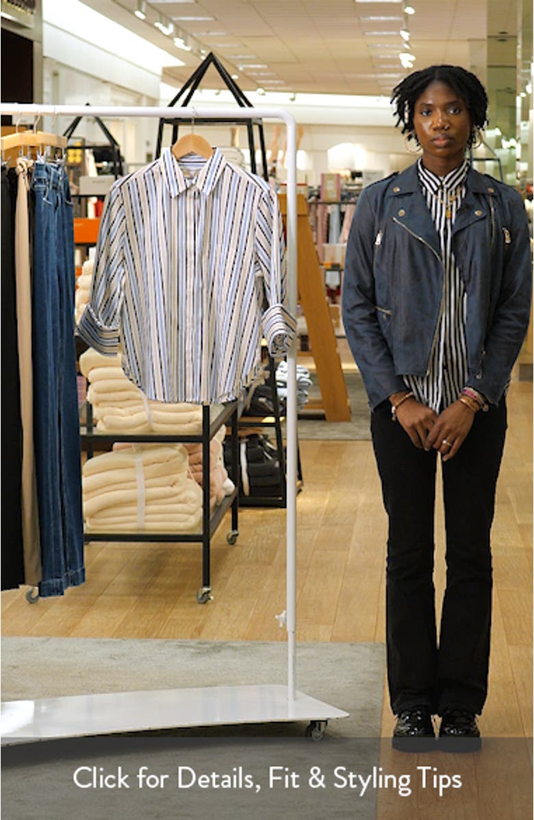 The Signature Y-Neck Cotton Poplin Button-Up Shirt, sales video thumbnail