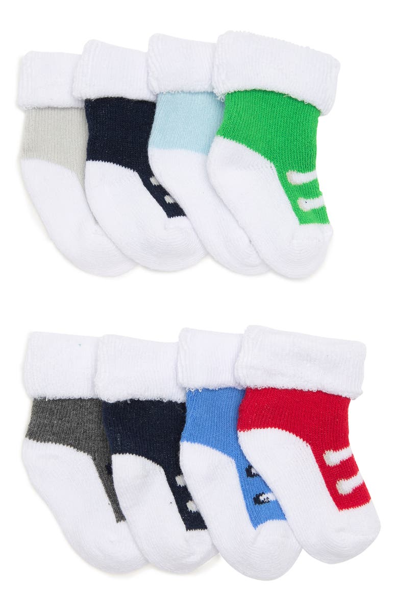 Little Me Terry Cuffed Socks - Pack of 8, Main, color, 