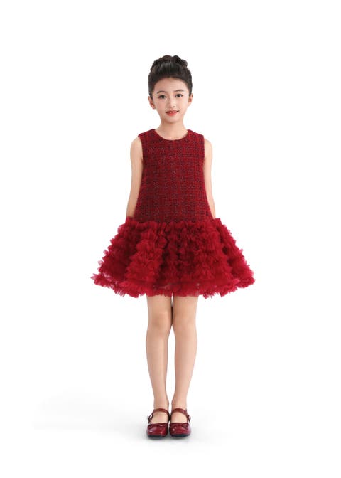 Tweed & Tulle Ruffle Dress (Toddler, Little Kid & Big Kid)