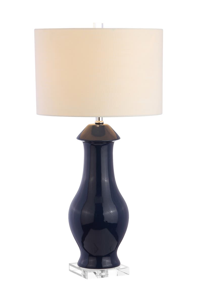 JONATHAN Y Liberty 31" Ceramic/Crystal LED Table Lamp, Navy/Clear, Main, color, Navy/Clear