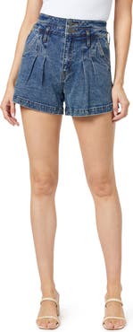 Habitual High Waist Pleat Front Denim Shorts