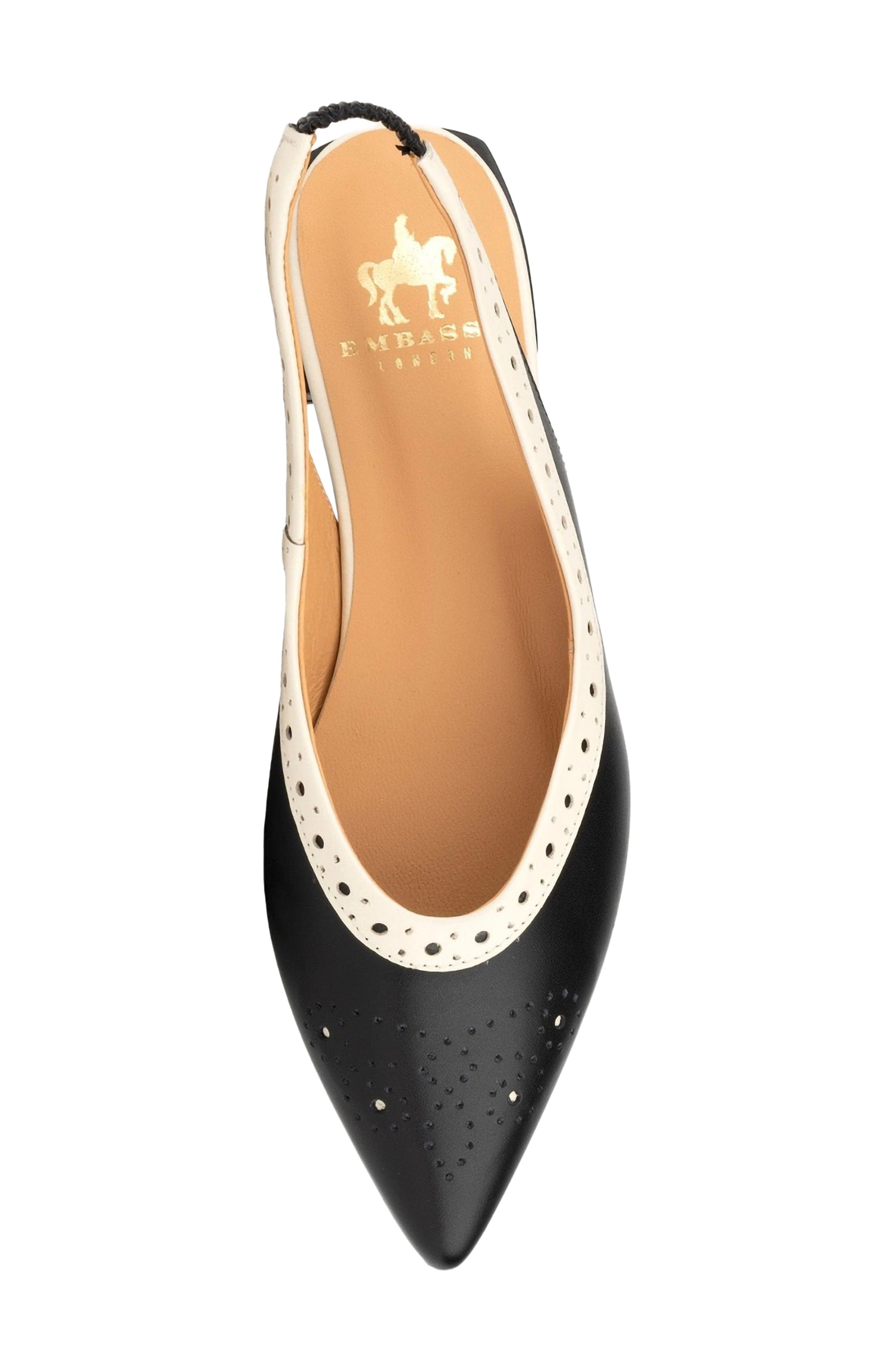 Holly Pointed Toe Slingback Flat, Alternate, color, BLACK