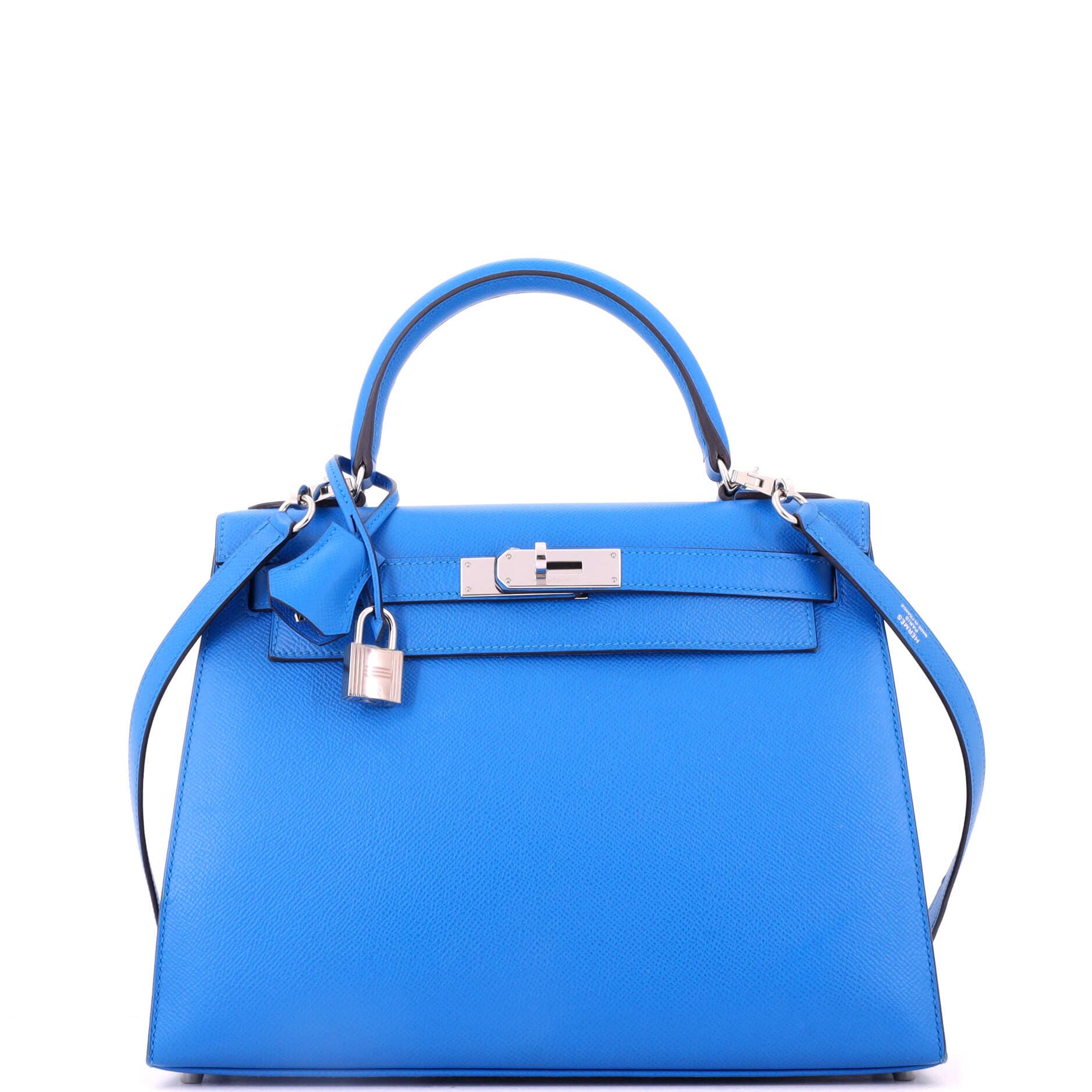 Kelly Handbag Blue Epsom with Palladium Hardware 28, Main, color, Blue