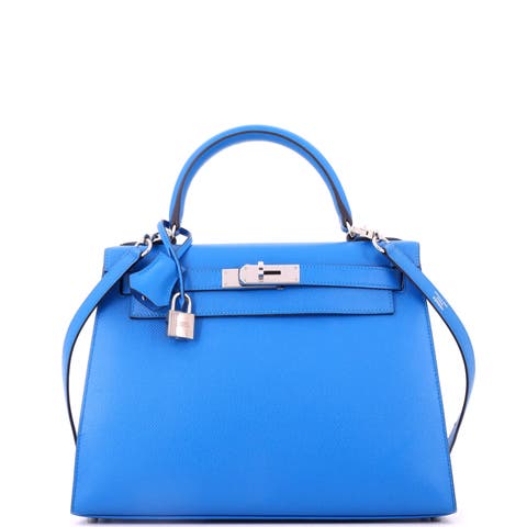 Kelly Handbag Blue Epsom with Palladium Hardware 28