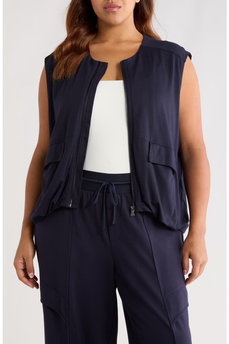 Knit Zip-Up Vest, Alternate, color, NAVY