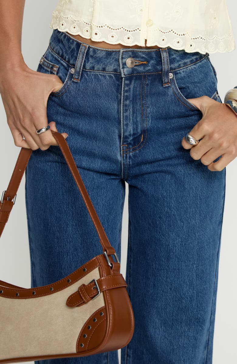 Princess Polly Goldie High Waist Wide Leg Jeans, Alternate, color, Mid Blue Wash