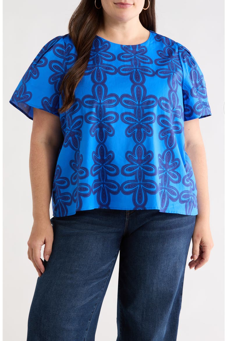 Romery Tilma Abstract Print Cotton Top, Main, color, BLUE-NAVY-MULTI