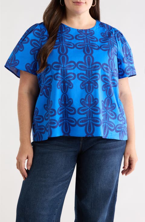 Romery Tilma Abstract Print Cotton Top (Plus)
