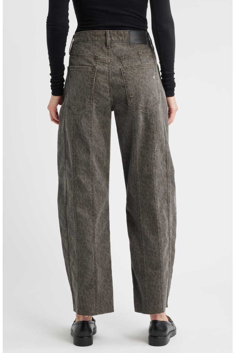 Seamed Cheetah Print Barrel Leg Jeans, Alternate, color, BROWN