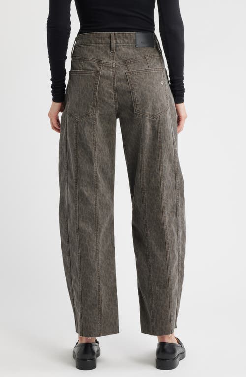 Hidden Jeans Seamed Cheetah Print Barrel Leg Jeans In Brown