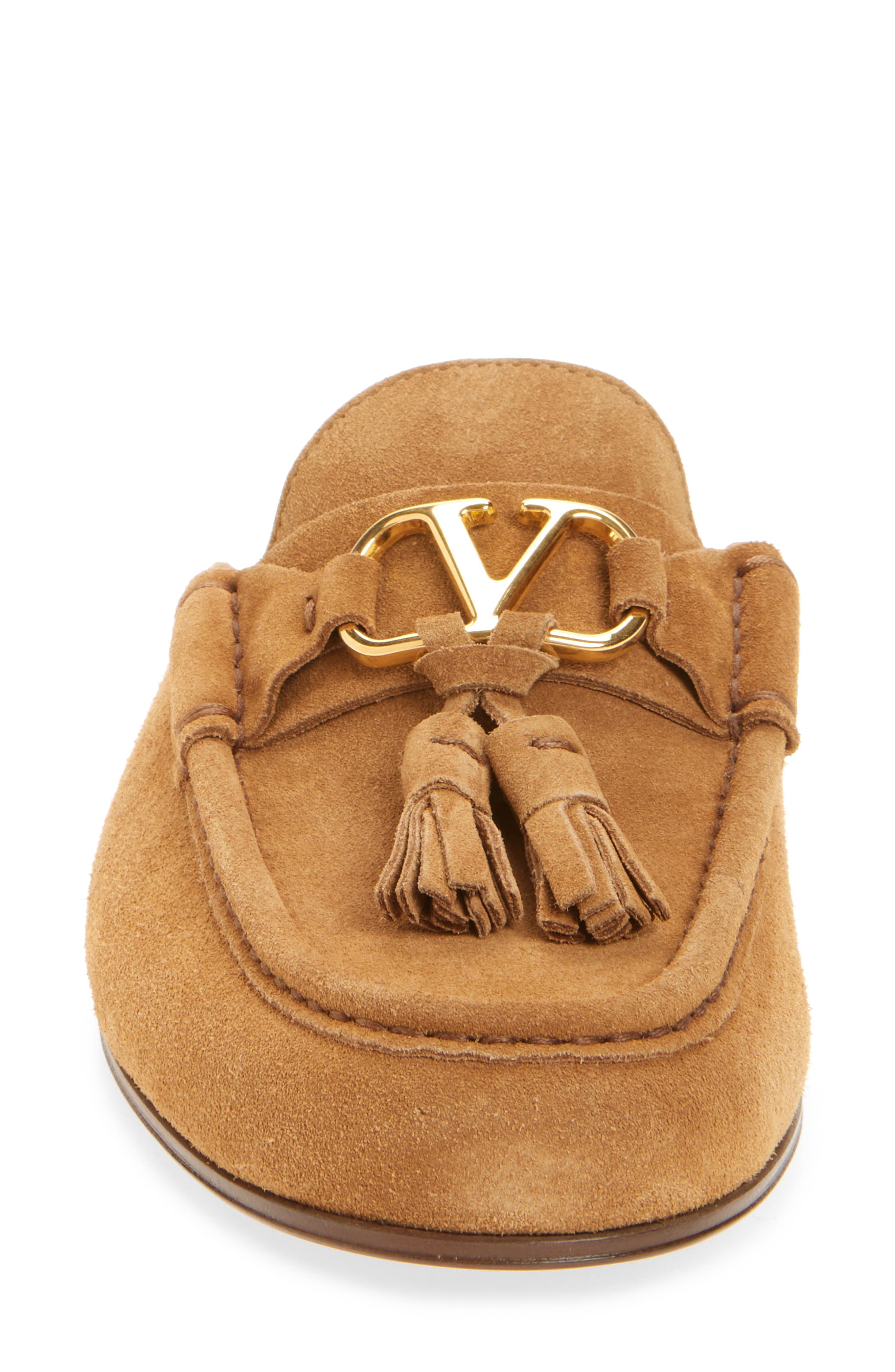 Valentino Garavani VLOGO Tassel Loafer Mule, Alternate, color, Cognac